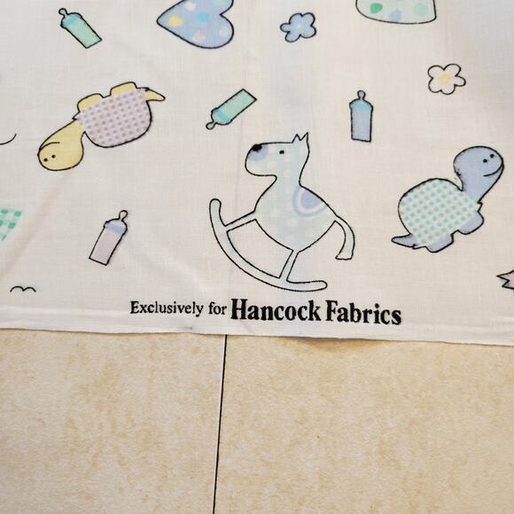 Cotton Fabric Baby Print Rocking Horse Hearts Hancock Fabrics 1 Yd x 44" Blue - Picture 9 of 11